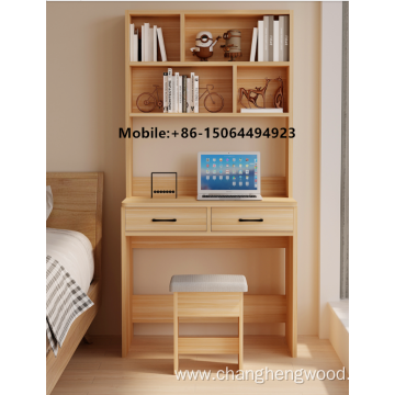 Modern Wooden Computer Desk with bookshelf and stool